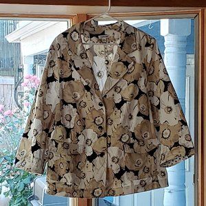 Joan Rivers Floral Blazer - Black, White, Tan